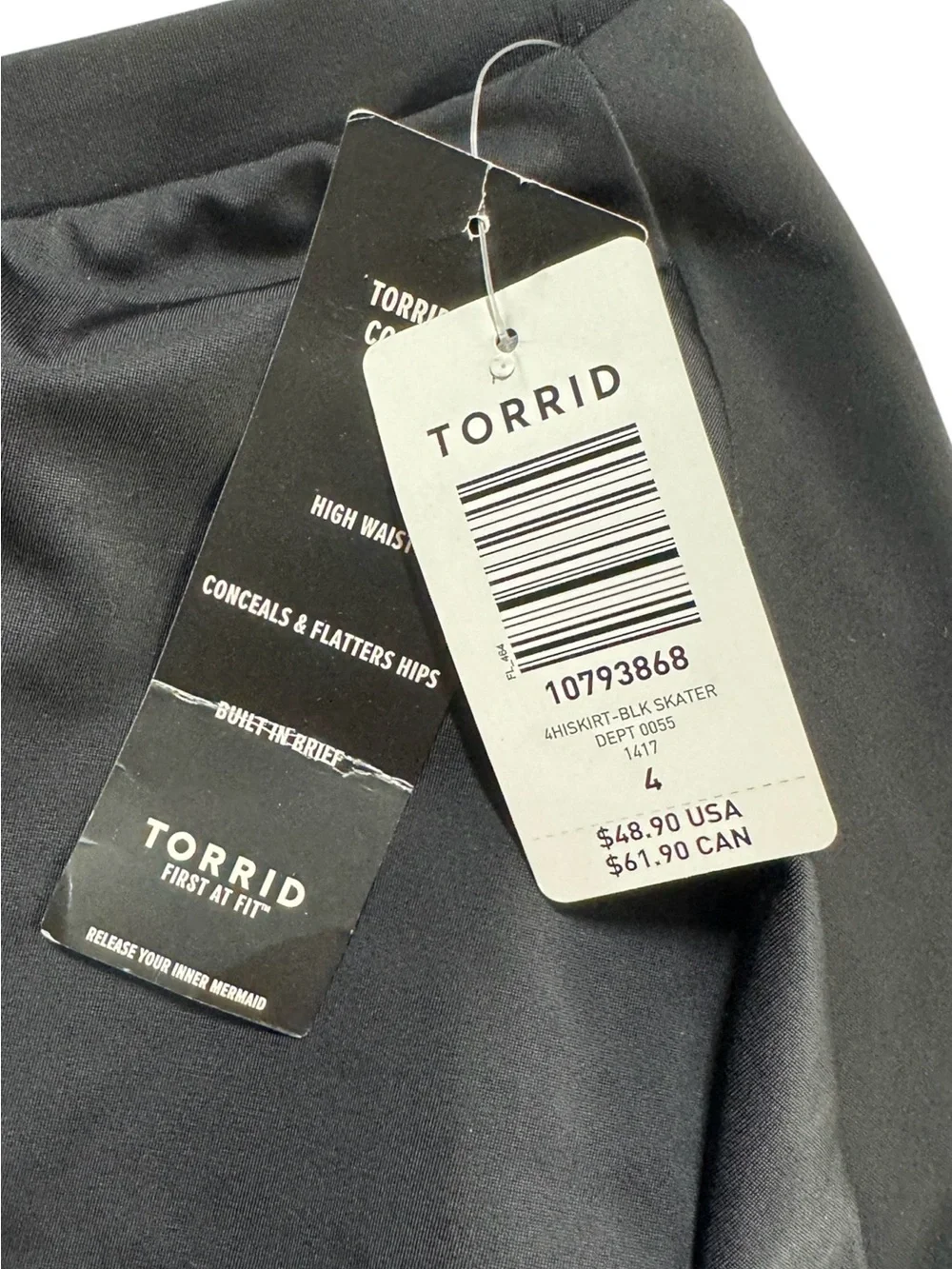 Torrid Black High Rise Swim Skater Skort Size 4X NWT